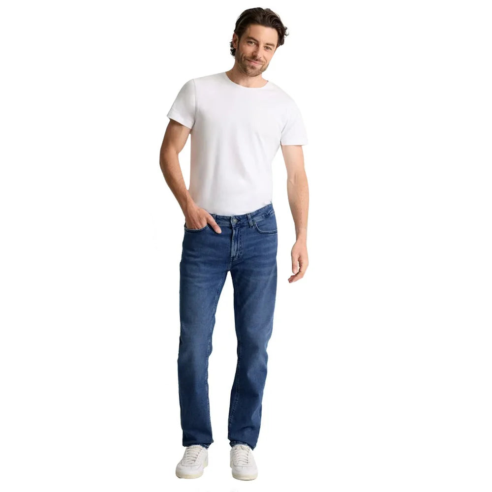 Stretch Shaded Blue Jeans Slim-Fit